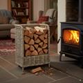 Cesto portalegna in giunco grigio con ruote 50X35H75 