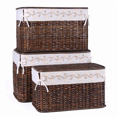 Baule in rattan foderato 65X40H42 in set di 3
