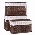 Baule in rattan foderato 65X40H42 in set di 3