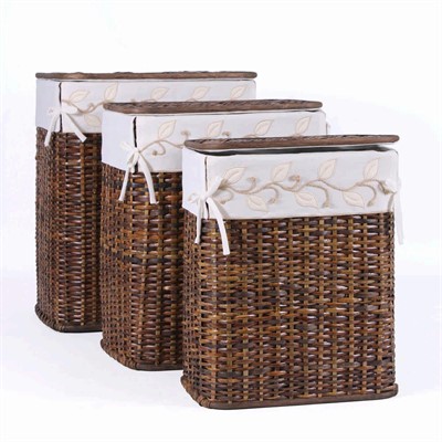 Portabiancheria in rattan foderato 48X36H58 in set di 3