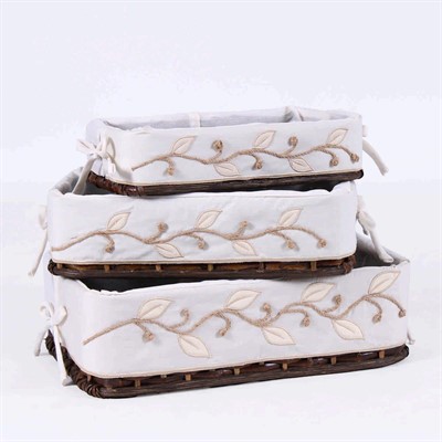 Cesto in rattan foderato 43X30H13 in set di 3