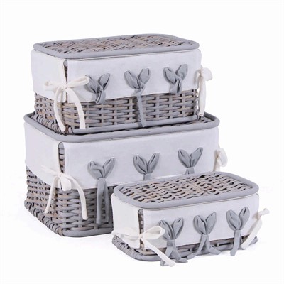 Scatola in rattan 38X29H22 in set di 3