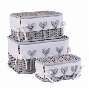 Scatola in rattan 38X29H22 in set di 3