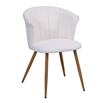 Sedia in tessuto bouclé bianco Tina 59x49H46/75 