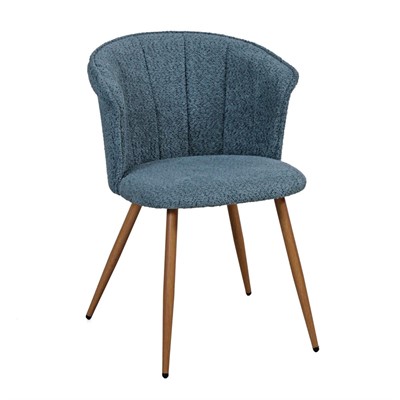 Sedia in tessuto bouclé verde petrolio Tina 59x49H46/75