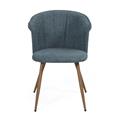 Sedia in tessuto bouclé verde petrolio Tina 59x49H46/75