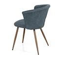 Sedia in tessuto bouclé verde petrolio Tina 59x49H46/75
