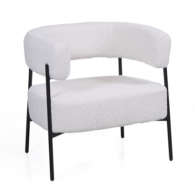 Poltrona in bouclé bianco Ilda 61X68H58