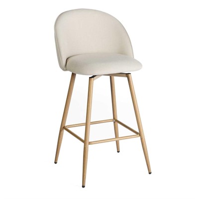 Sgabello girevole in tessuto beige e metallo Chiara 46X50H66/94