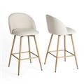 Sgabello girevole in tessuto beige e metallo Chiara 46X50H66/94