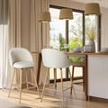 Sgabello girevole in tessuto beige e metallo Chiara 46X50H66/94