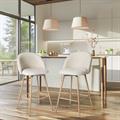 Sgabello girevole in tessuto beige e metallo Chiara 46X50H66/94