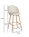 Sgabello girevole in tessuto beige e metallo Chiara 46X50H66/94
