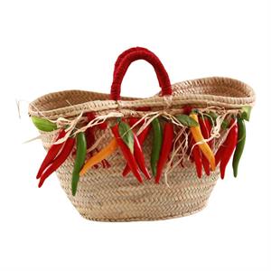 BORSA                   100% PAGLIA NATURALE DECORO PEPERONI