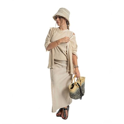 CARDIGAN BEIGE COTONE/LINO TG.L MADE IN CHINA