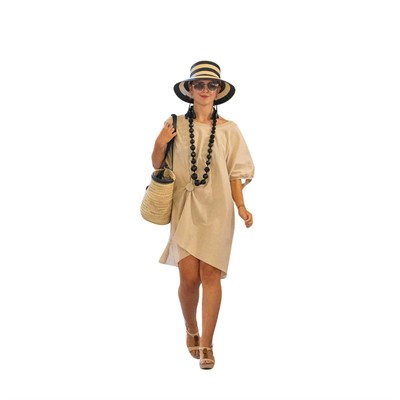 ABITO TUNICA BEIGE LINO/COTONE TG.M MADE IN CHINA
