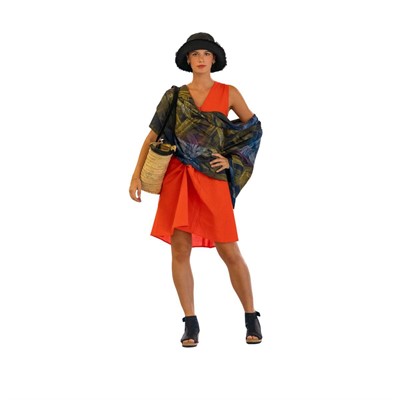 ABITO ARANCIONE LINO/COTONE/PURA SETA TG.L 