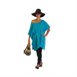 CAFTANO TURCHESE LINO/COTONE/PURA SETA TG.S MADE IN CHINA