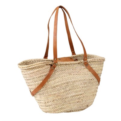 BORSA  PAGLIA NATURALE – VERA PELLE BROWN MADE IN MAROCCO