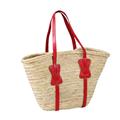 BORSA  PAGLIA NATURALE – VERA PELLE ROSSO MADE IN MAROCCO