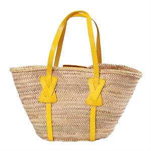 BORSA  PAGLIA NATURALE – VERA PELLE GIALLO MADE IN MAROCCO