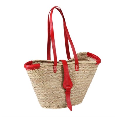 BORSA  PAGLIA NATURALE – VERA PELLE ROSSO MADE IN MAROCCO
