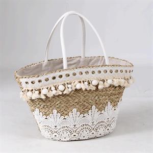 Borsa in erba e merletto bianco 59H30