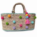 BORSE ERBA OVALE POMPON COLORATI 43XH20 MADE IN CHINA