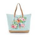 BORSA COTONE/PAGLIA FIORI E PAPPAGALLO C/ZIP CM.53X14H37/60