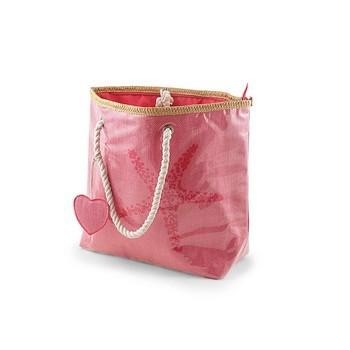 BORSA STOFFA PLASTIFICATA ROSA STELLA MARINA C/ZIP CM53X17H39/60