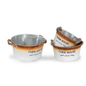 PORTA VASO TONDO LATTA BIANCA D.34H15/29H14/25H13