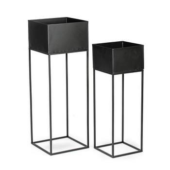 PORTA VASO RIALZATO FERRO NERO CM.25X25H72 E 20X20XH60