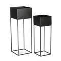PORTA VASO RIALZATO FERRO NERO CM.25X25H72 E 20X20XH60