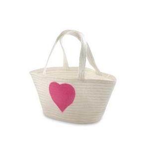BORSA BIANCA CUORE FUXIA CM.40X16H20/43