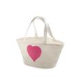BORSA BIANCA CUORE FUXIA CM.40X16H20/43