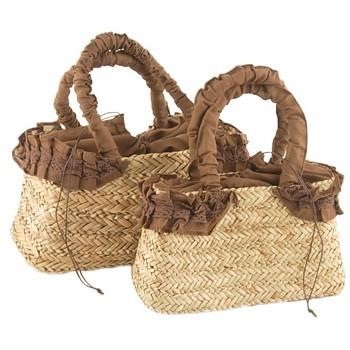 BORSA PAGLIA NAT.FOD.MARRONE C/COULIS. CM40X18H25/46-30X13H20/37