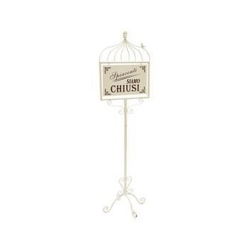 CARTELLO CON STAND APERTO-CHIUSO FERRO BIANCO CM.34X30H121