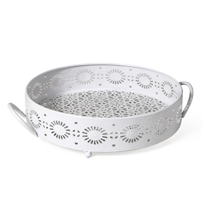 Vassoio in metallo bianco Ø34H8