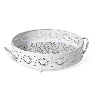Vassoio in metallo bianco Ø34H8