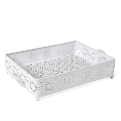 Vassoio in metallo bianco 36X28H8 