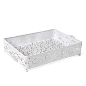 Vassoio in metallo bianco 36X28H8 