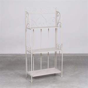 Etagere largo in metallo bianco anticato 60X27H125