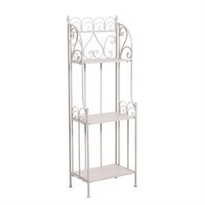 Etagere largo in metallo bianco anticato 40X25H120