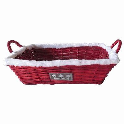 Cesto da confezionamento rettangolare in vimini rosso 40/36X27X10