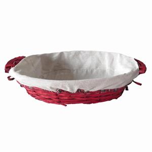 Cesto da confezionamento ovale in vimini rosso foderato 52/49X39X13 