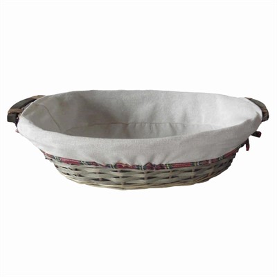 Cesto da confezionamento ovale in vimini grigio foderato 42/38X28X10