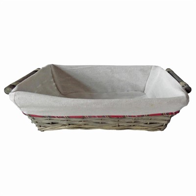 Cesto da confezionamento rettangolare in vimini grigio foderato 49/45X34X12