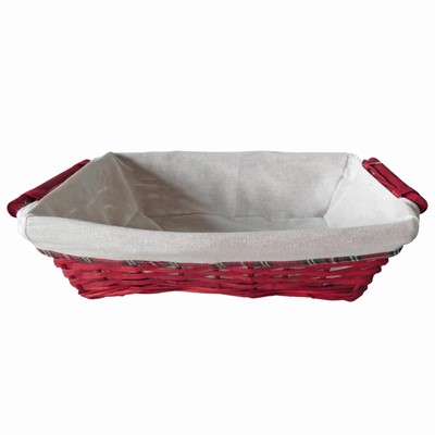 Cesto da confezionamento rettangolare in vimini rosso foderato 49/45X34X12 