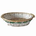 Cesto da confezionamento ovale in vimini con ghirlanda decorativa verde 49/46X36X12