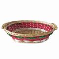 Cesto da confezionamento ovale rosso e bianco con ghirlanda decorativa verde 52/49X39X13 